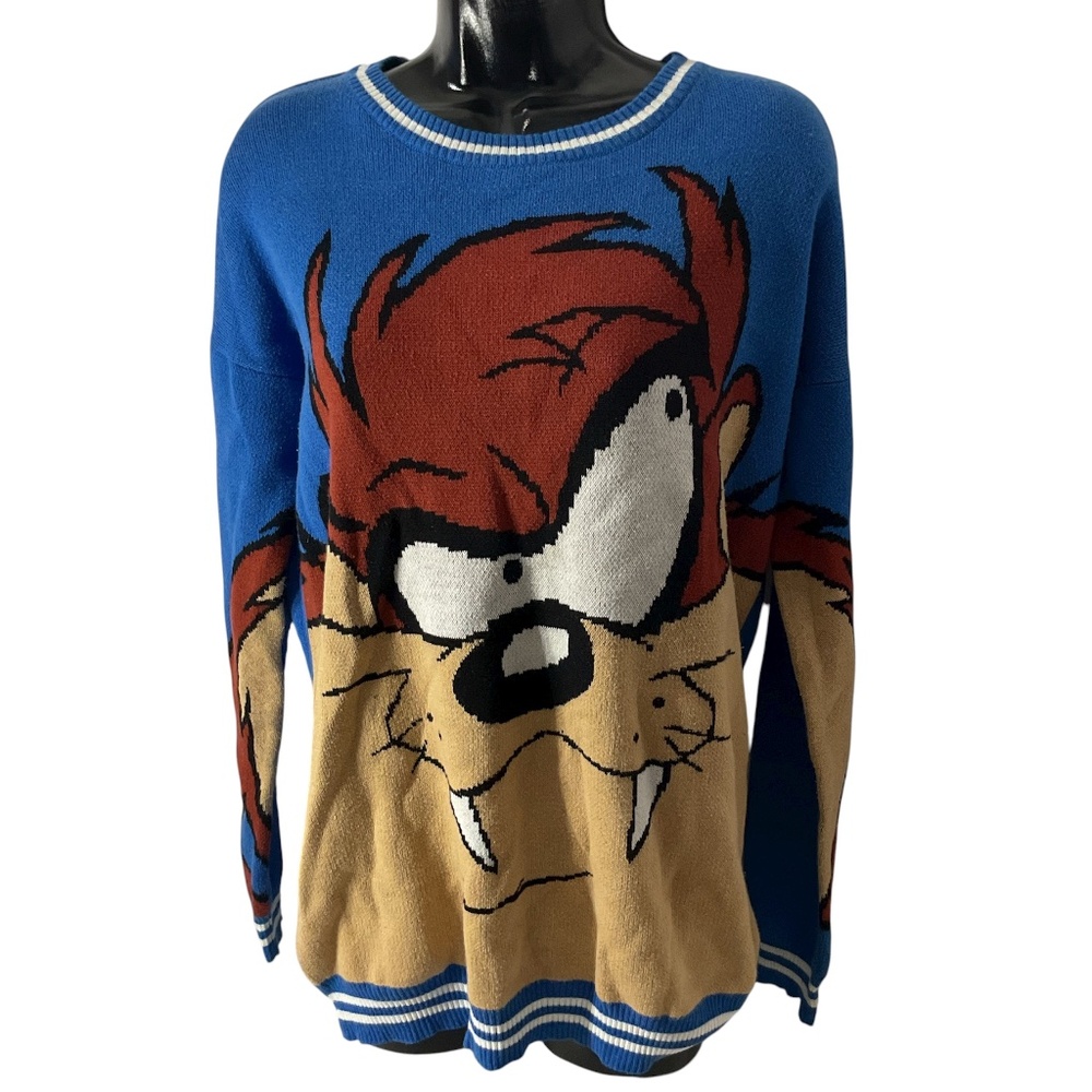Forever 21 x WB Looney Tunes Blue Taz Pullover Sweater Size Small
